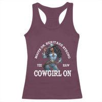 Boots On Heritage Strong Cowgirl On Racerback Tank Top African American Black Cowgirl