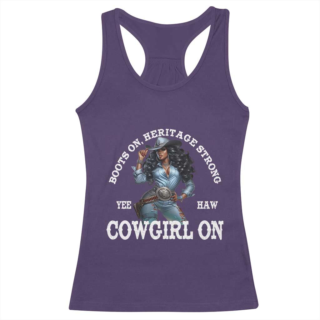 Boots On Heritage Strong Cowgirl On Racerback Tank Top African American Black Cowgirl
