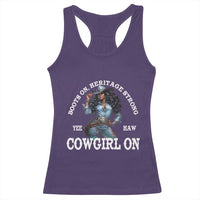 Boots On Heritage Strong Cowgirl On Racerback Tank Top African American Black Cowgirl