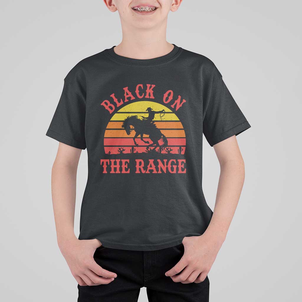 African American Black Cowboy T Shirt For Kid Black On The Range Rodeo