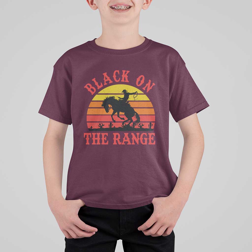 African American Black Cowboy T Shirt For Kid Black On The Range Rodeo