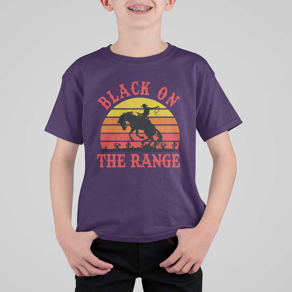 African American Black Cowboy T Shirt For Kid Black On The Range Rodeo
