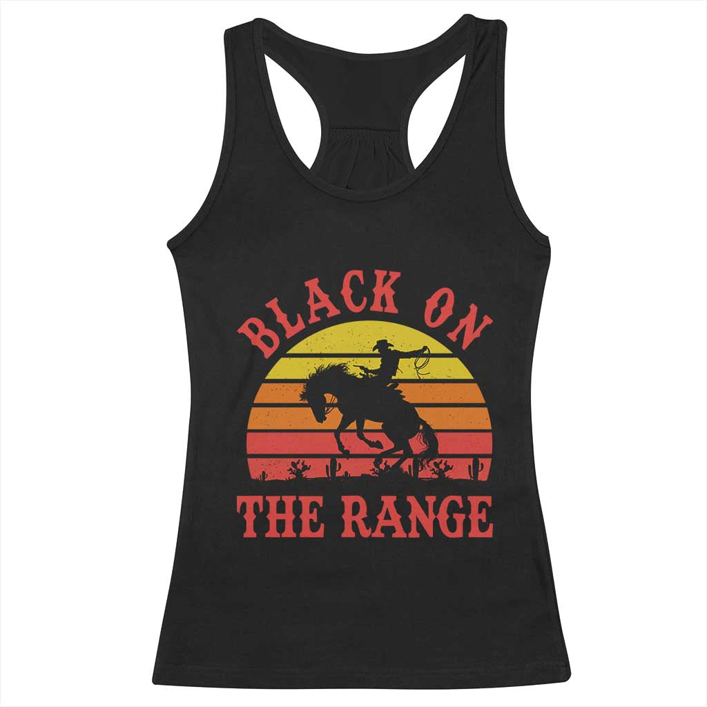 African American Black Cowboy Racerback Tank Top Black On The Range Rodeo