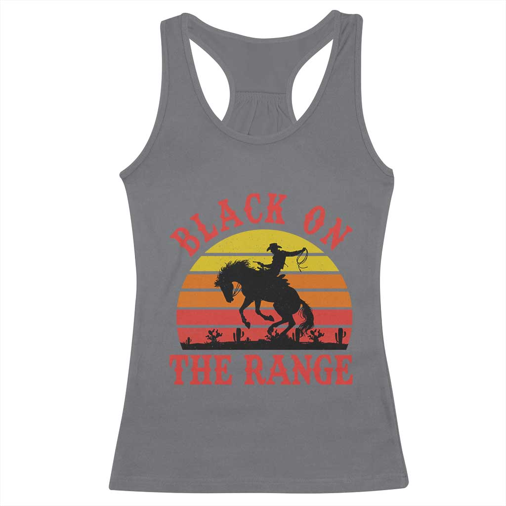 African American Black Cowboy Racerback Tank Top Black On The Range Rodeo