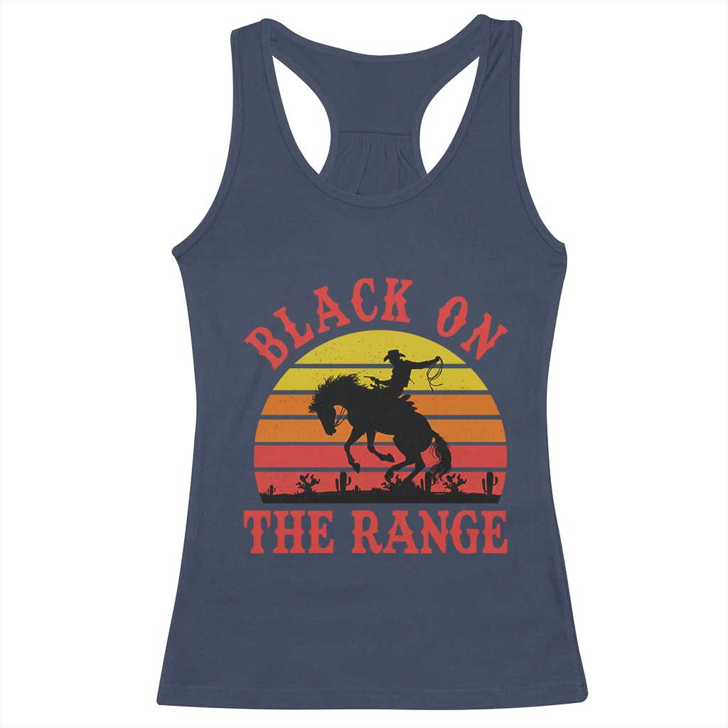 African American Black Cowboy Racerback Tank Top Black On The Range Rodeo