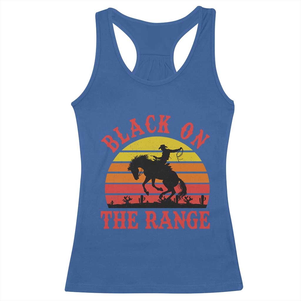 African American Black Cowboy Racerback Tank Top Black On The Range Rodeo