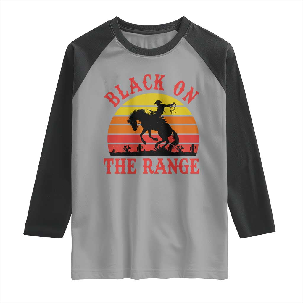 African American Black Cowboy Raglan Shirt Black On The Range Rodeo