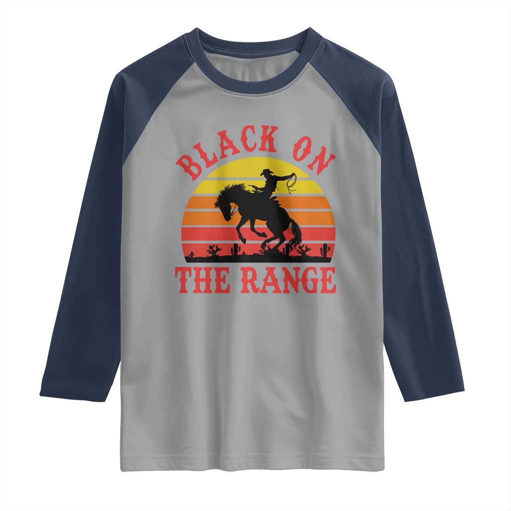 African American Black Cowboy Raglan Shirt Black On The Range Rodeo