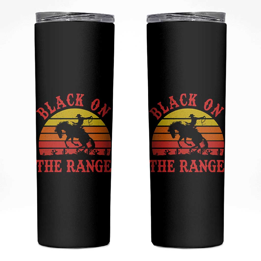 African American Black Cowboy Skinny Tumbler Black On The Range Rodeo