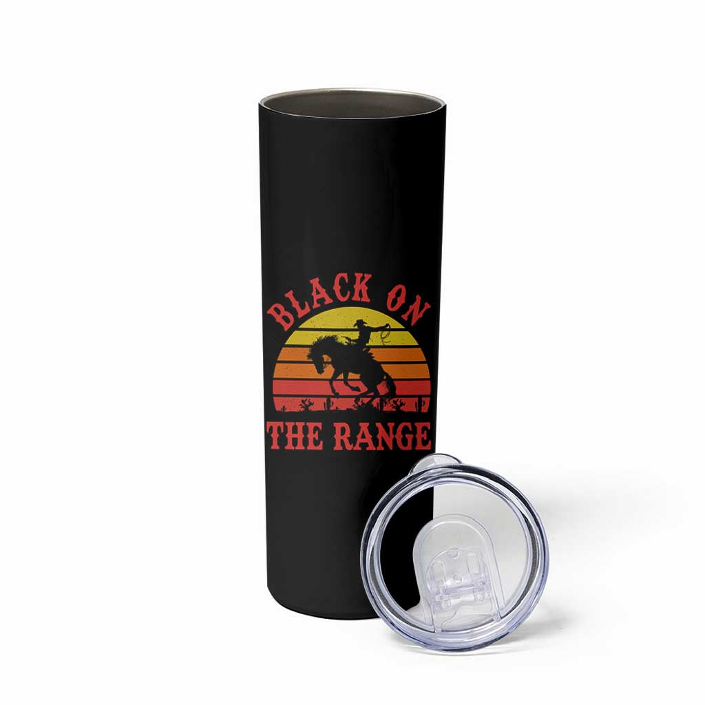 African American Black Cowboy Skinny Tumbler Black On The Range Rodeo