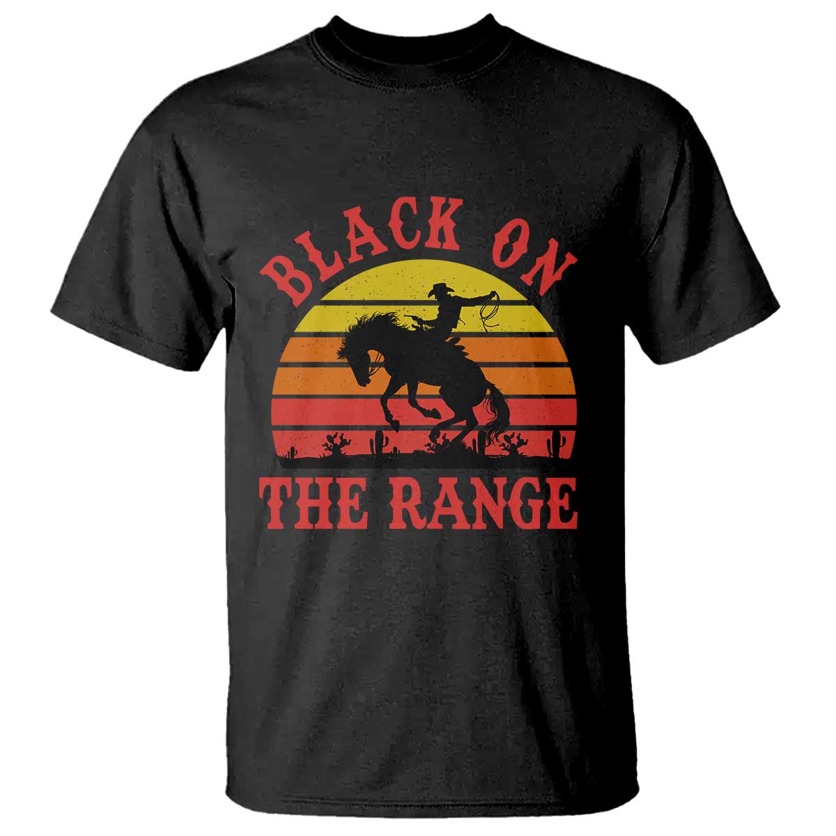 African American Black Cowboy T Shirt Black On The Range Rodeo