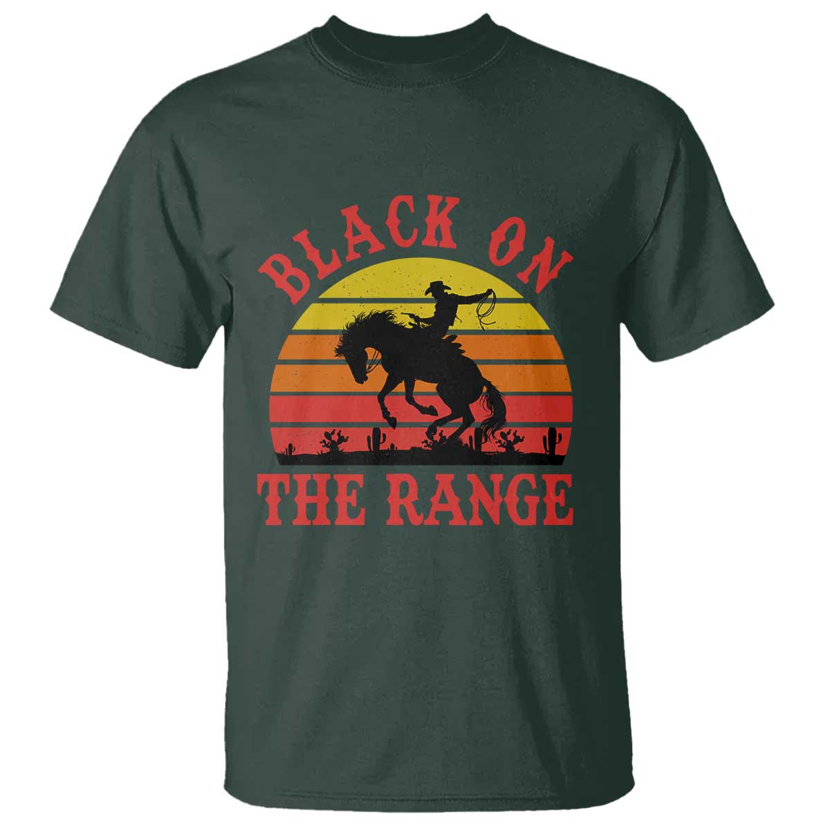 African American Black Cowboy T Shirt Black On The Range Rodeo