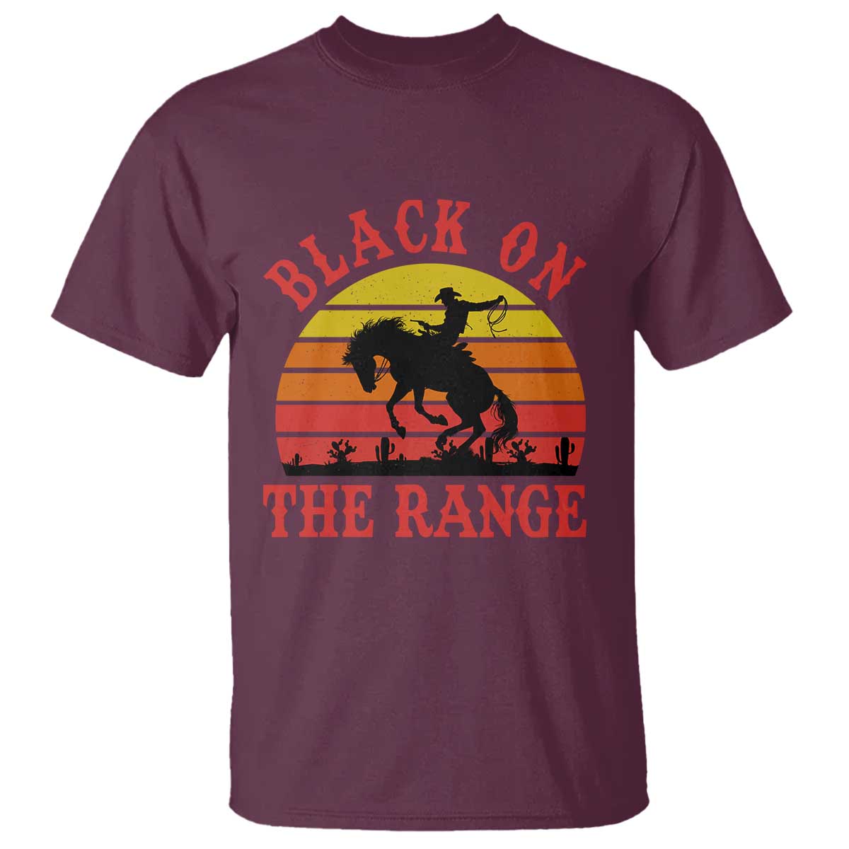 African American Black Cowboy T Shirt Black On The Range Rodeo