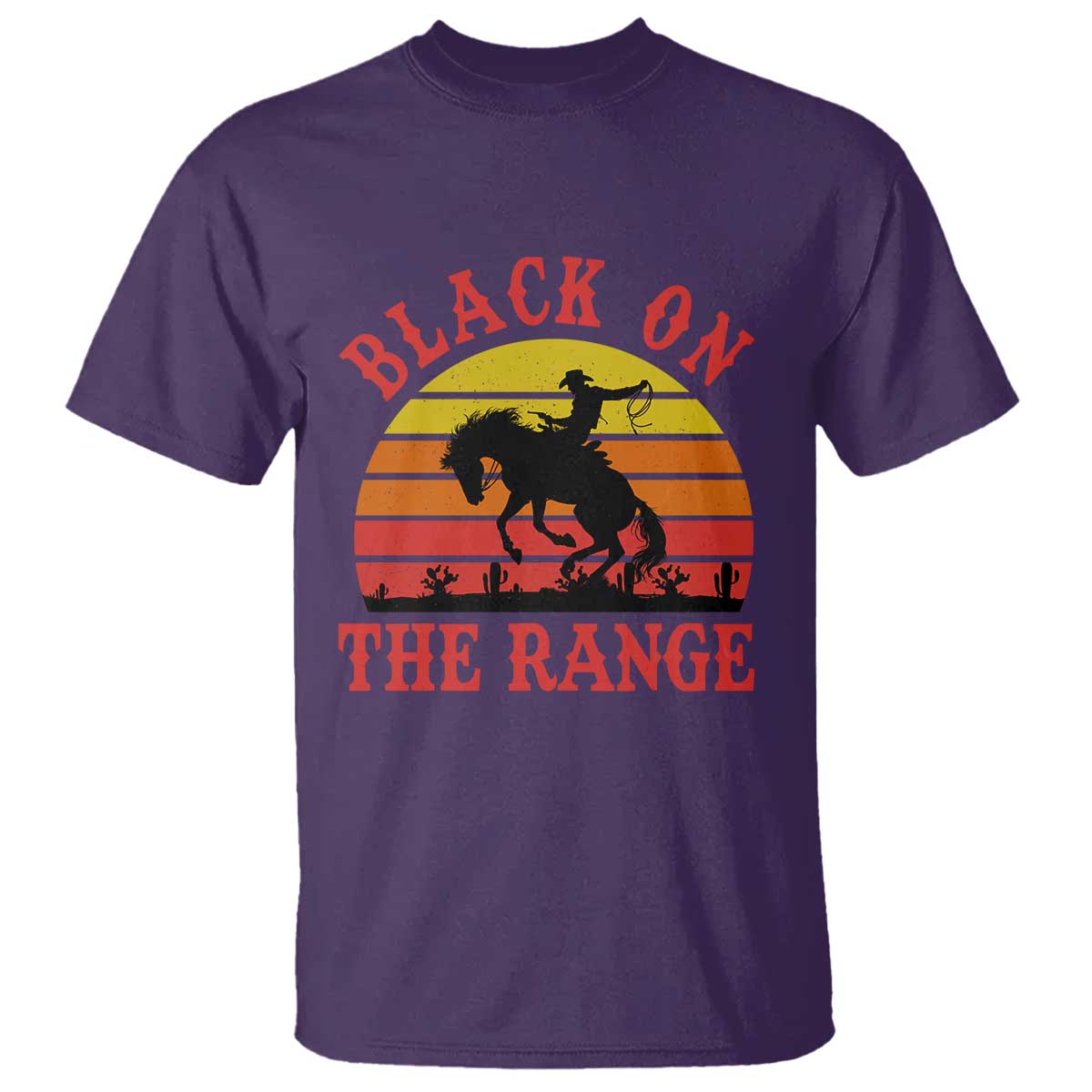 African American Black Cowboy T Shirt Black On The Range Rodeo