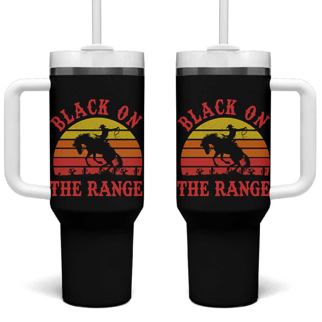 African American Black Cowboy Tumbler With Handle Black On The Range Rodeo