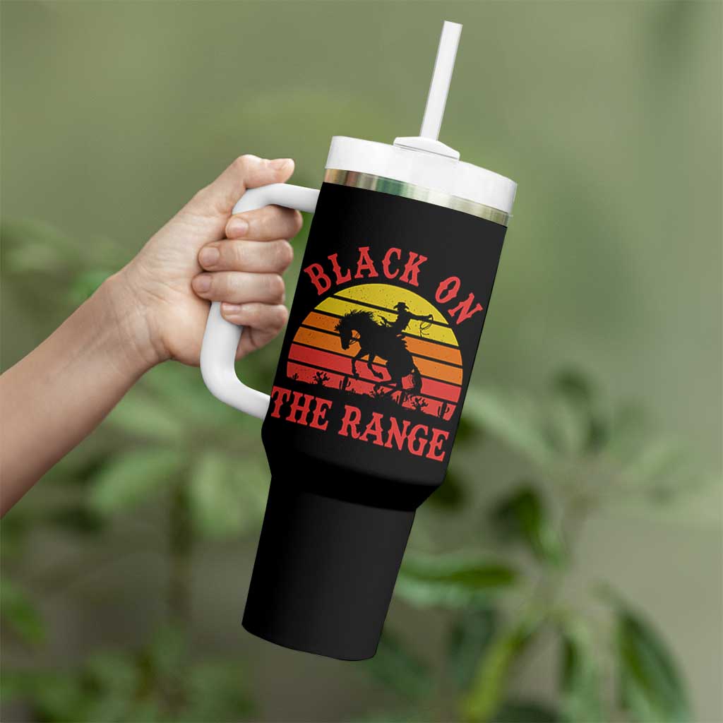African American Black Cowboy Tumbler With Handle Black On The Range Rodeo