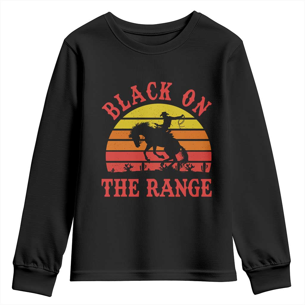 African American Black Cowboy Youth Sweatshirt Black On The Range Rodeo