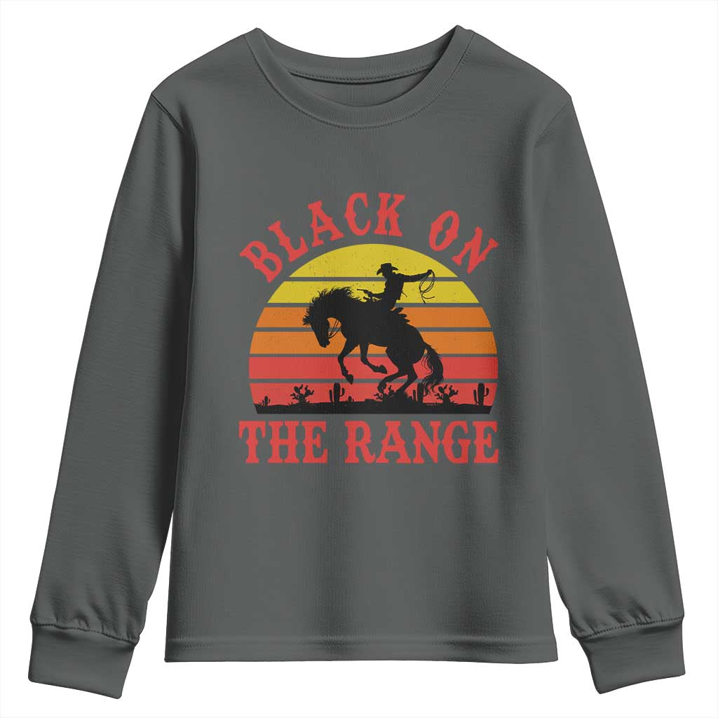African American Black Cowboy Youth Sweatshirt Black On The Range Rodeo