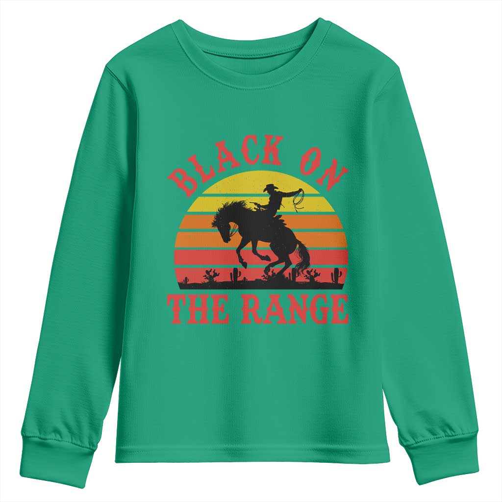African American Black Cowboy Youth Sweatshirt Black On The Range Rodeo