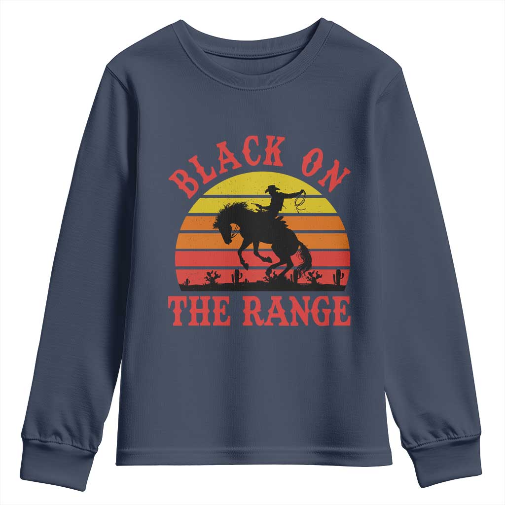 African American Black Cowboy Youth Sweatshirt Black On The Range Rodeo