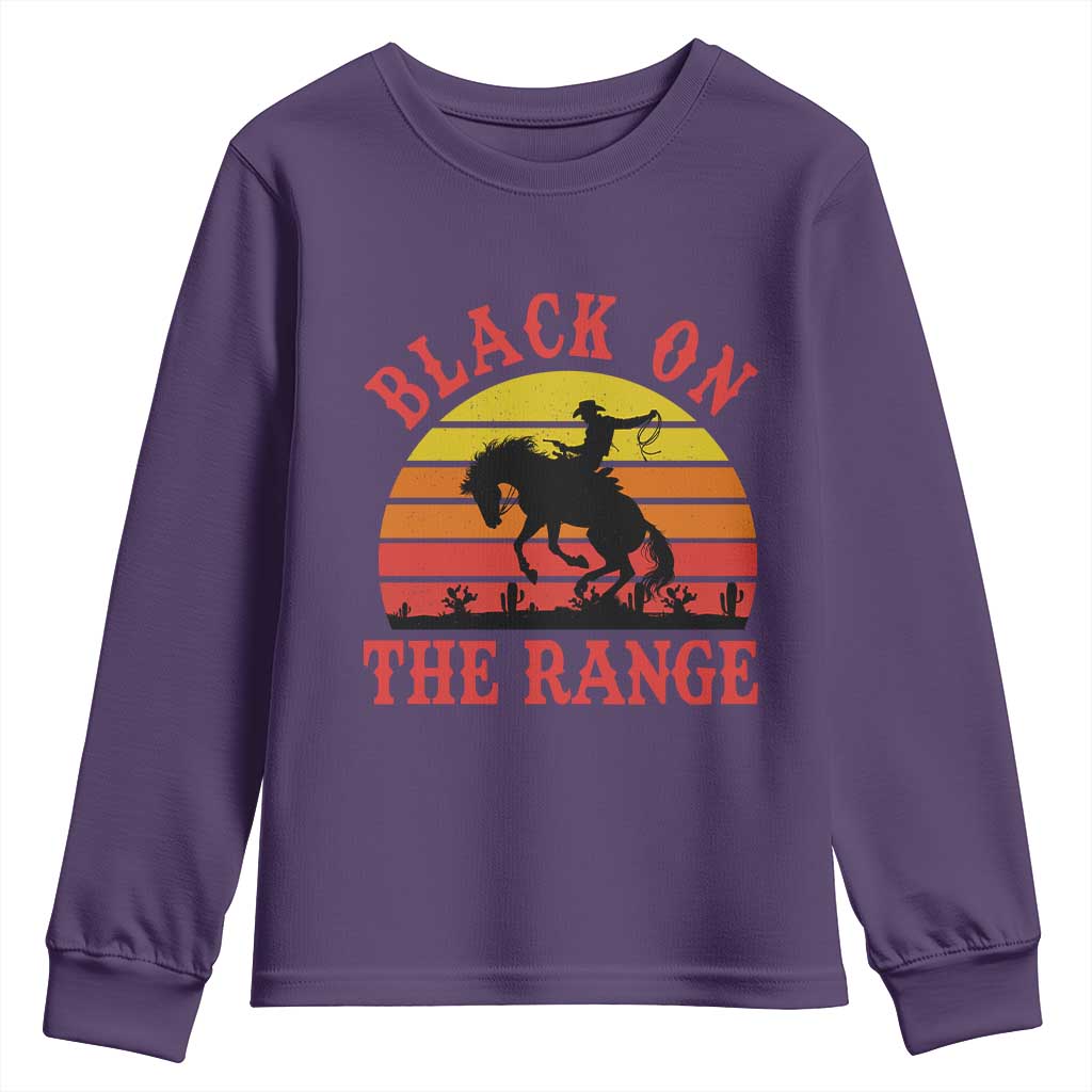 African American Black Cowboy Youth Sweatshirt Black On The Range Rodeo