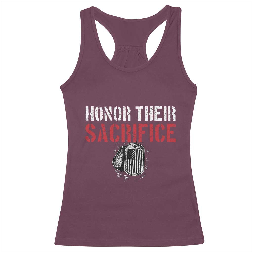 Honor Their Sacrifice Racerback Tank Top Veteran Memorial Day Military Dog Tag