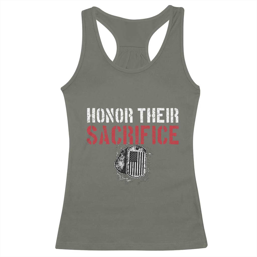 Honor Their Sacrifice Racerback Tank Top Veteran Memorial Day Military Dog Tag