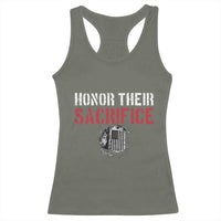 Honor Their Sacrifice Racerback Tank Top Veteran Memorial Day Military Dog Tag