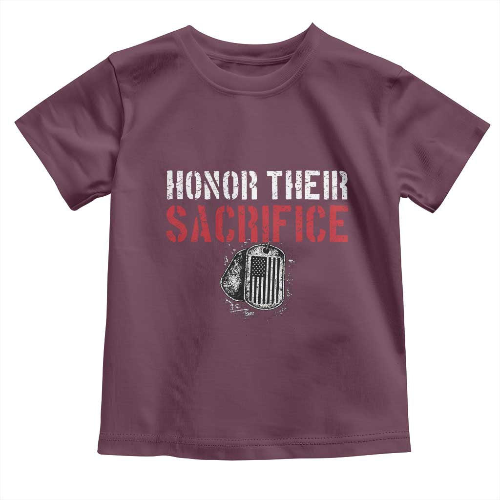 Honor Their Sacrifice Toddler T Shirt Veteran Memorial Day Military Dog Tag