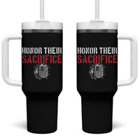 Honor Their Sacrifice Tumbler With Handle Veteran Memorial Day Military Dog Tag