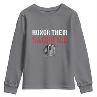 Honor Their Sacrifice Youth Sweatshirt Veteran Memorial Day Military Dog Tag