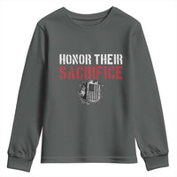 Honor Their Sacrifice Youth Sweatshirt Veteran Memorial Day Military Dog Tag