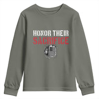 Honor Their Sacrifice Youth Sweatshirt Veteran Memorial Day Military Dog Tag