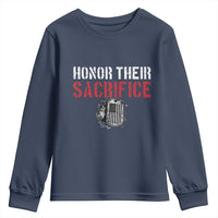 Honor Their Sacrifice Youth Sweatshirt Veteran Memorial Day Military Dog Tag