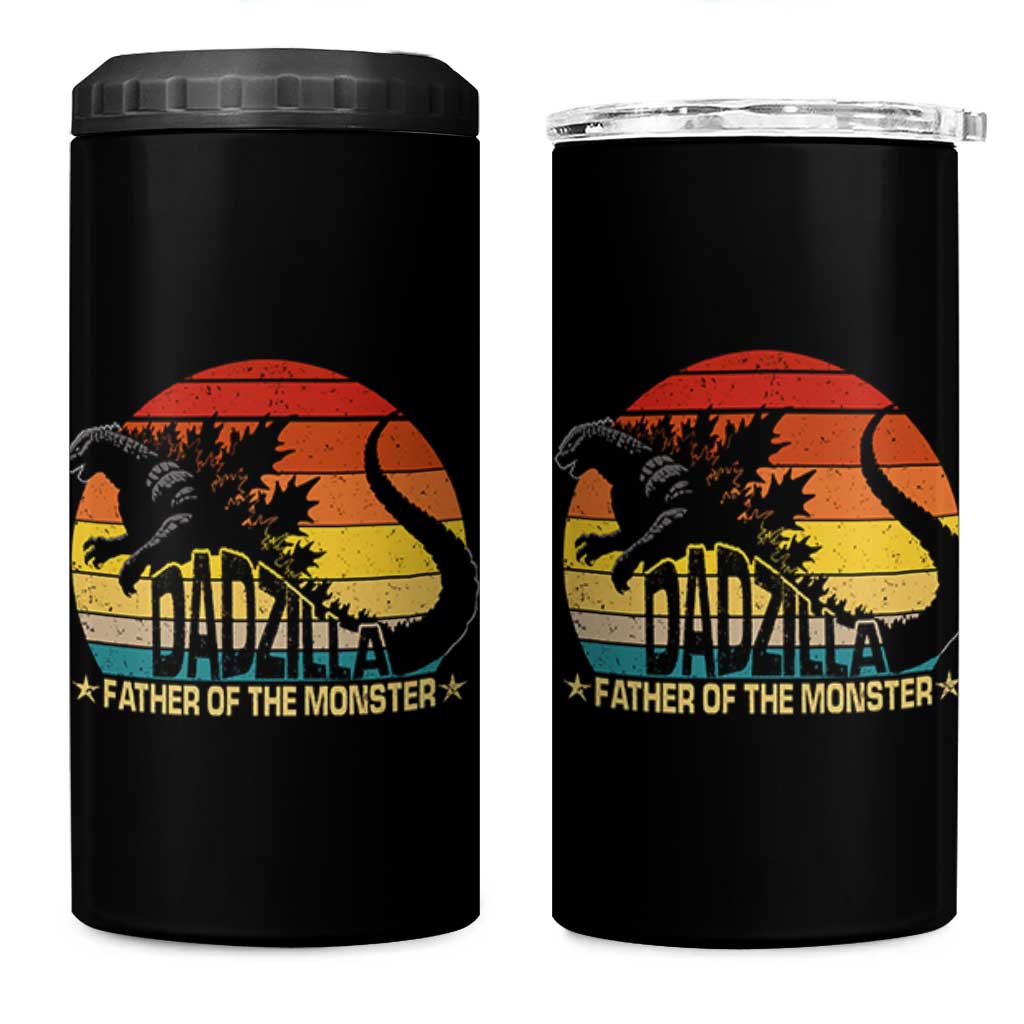 Funny Dad Giant Monster 4 in 1 Can Cooler Tumbler Dadzilla Father Of The Monster Fathers Day