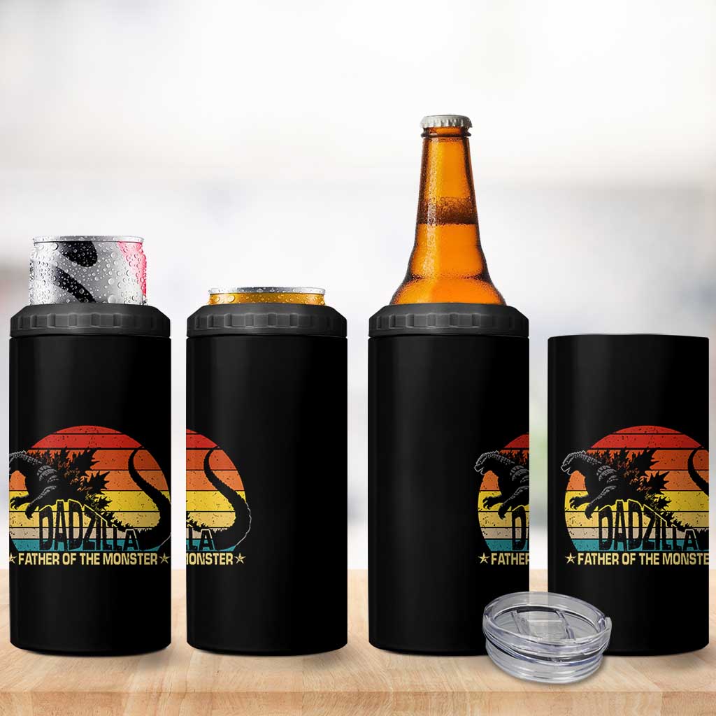 Funny Dad Giant Monster 4 in 1 Can Cooler Tumbler Dadzilla Father Of The Monster Fathers Day