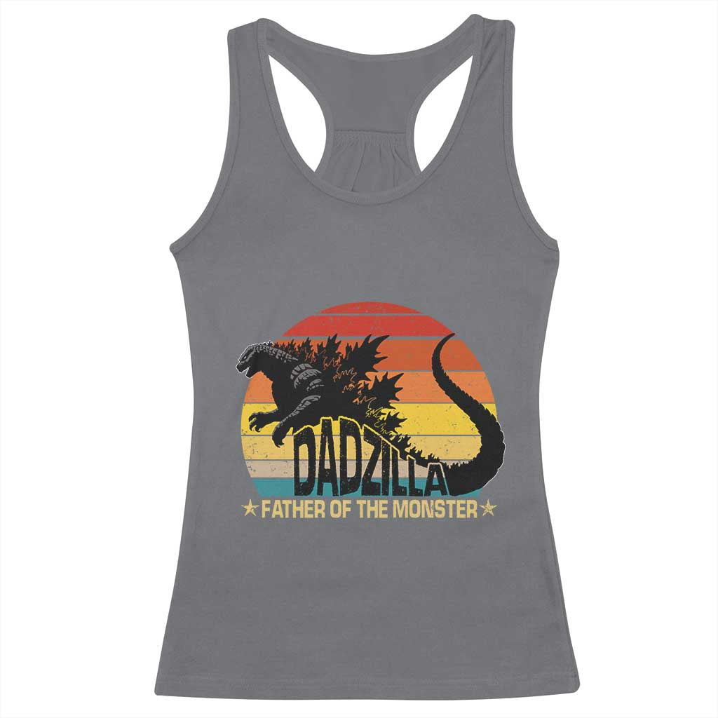 Funny Dad Giant Monster Racerback Tank Top Dadzilla Father Of The Monster Father's Day
