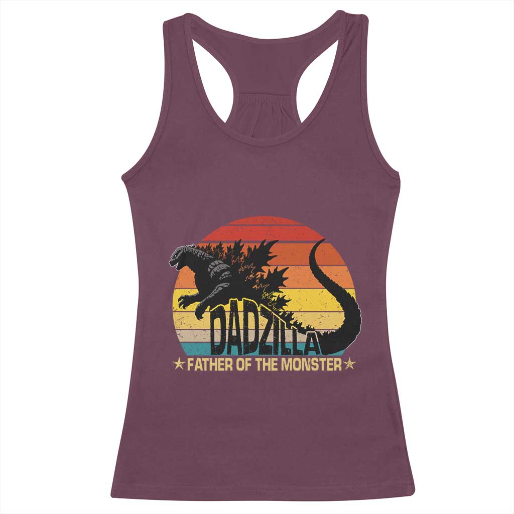 Funny Dad Giant Monster Racerback Tank Top Dadzilla Father Of The Monster Father's Day