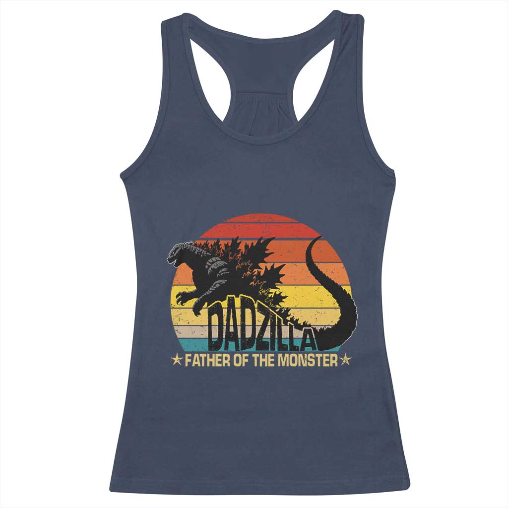 Funny Dad Giant Monster Racerback Tank Top Dadzilla Father Of The Monster Father's Day