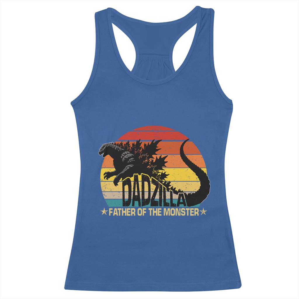 Funny Dad Giant Monster Racerback Tank Top Dadzilla Father Of The Monster Father's Day