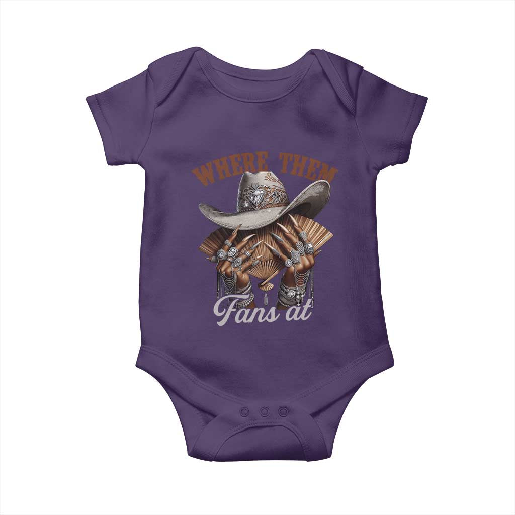 Funny African American Cowgirl Baby Onesie Where Them Fans At Cowboy Hat