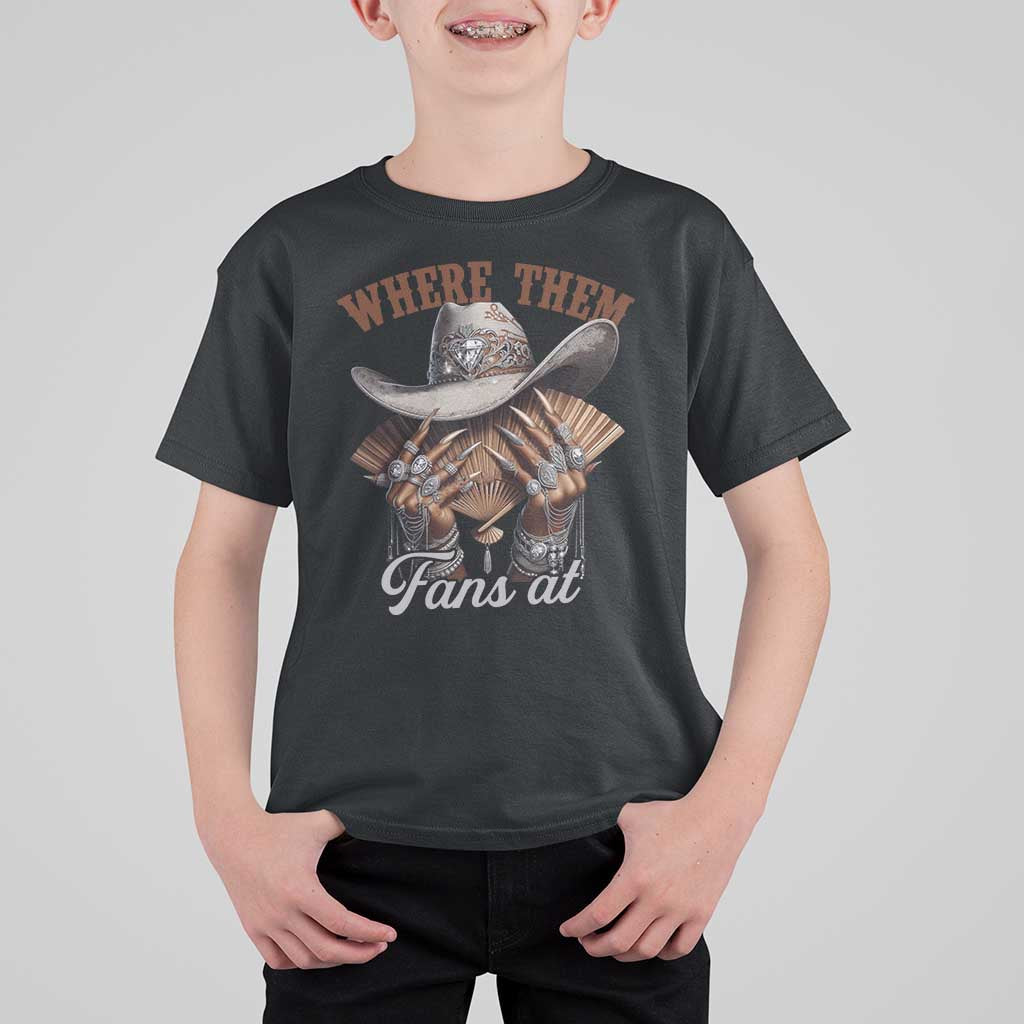 Funny African American Cowgirl T Shirt For Kid Where Them Fans At Cowboy Hat