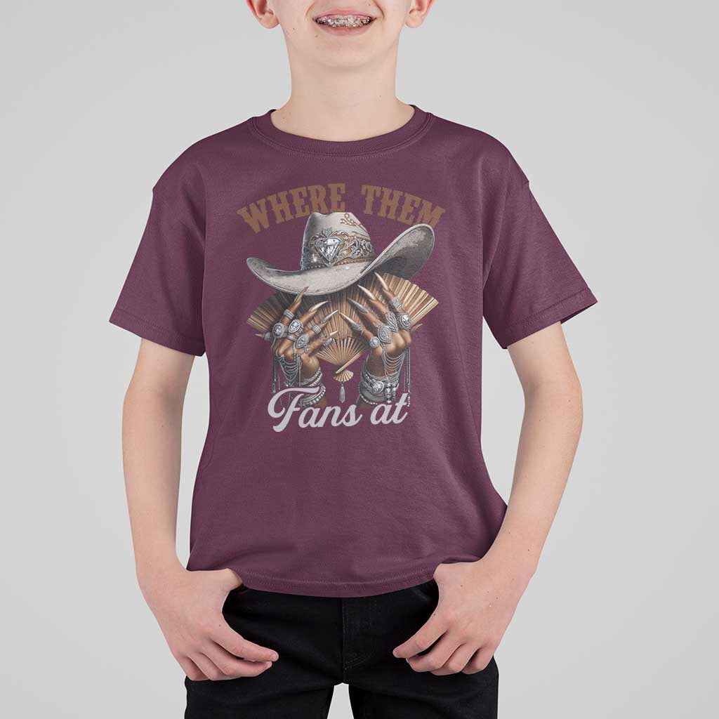 Funny African American Cowgirl T Shirt For Kid Where Them Fans At Cowboy Hat
