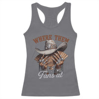 Funny African American Cowgirl Racerback Tank Top Where Them Fans At Cowboy Hat