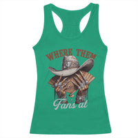 Funny African American Cowgirl Racerback Tank Top Where Them Fans At Cowboy Hat