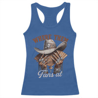 Funny African American Cowgirl Racerback Tank Top Where Them Fans At Cowboy Hat