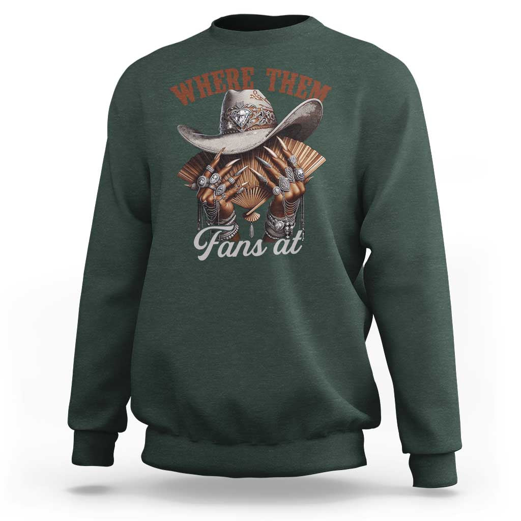 Funny African American Cowgirl Sweatshirt Where Them Fans At Cowboy Hat