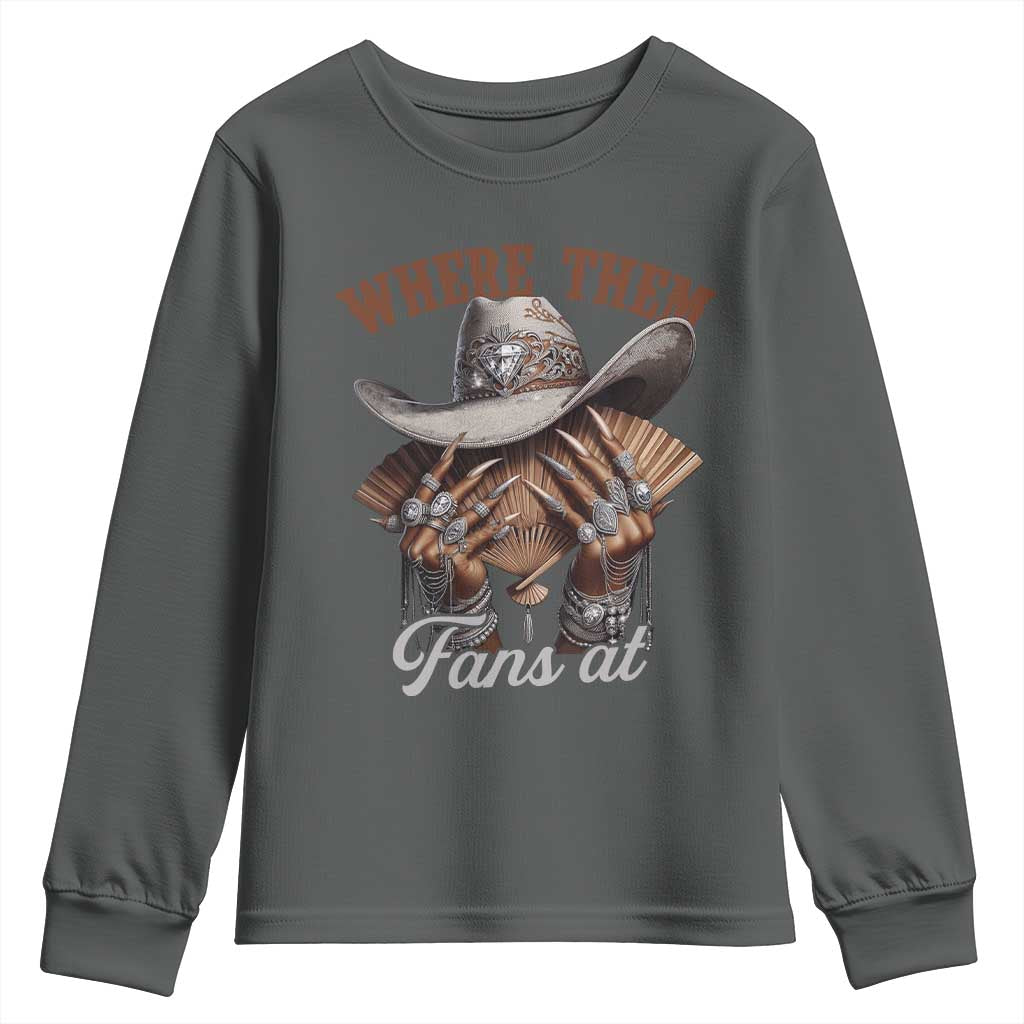 Funny African American Cowgirl Youth Sweatshirt Where Them Fans At Cowboy Hat