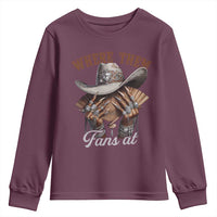 Funny African American Cowgirl Youth Sweatshirt Where Them Fans At Cowboy Hat