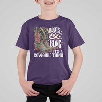 Funny Boots And Bling Its A Cowgirl Thing T Shirt For Kid Western Country Girl Boots